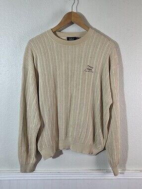 Vintage Belford Frank Sinatra Silk Golf Sweater XL Beige Crewneck Pullover